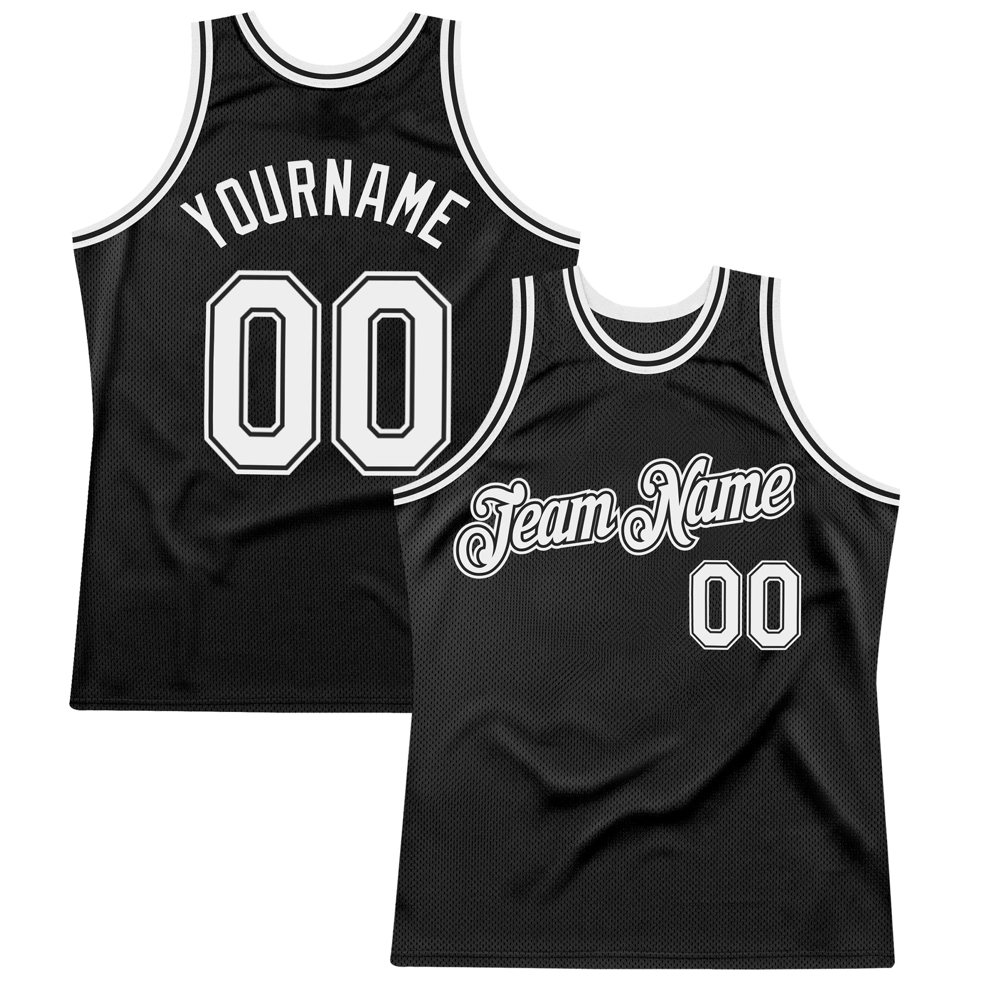 Custom Black White Authentic Throwback Basketball Jersey - Sky-Custom