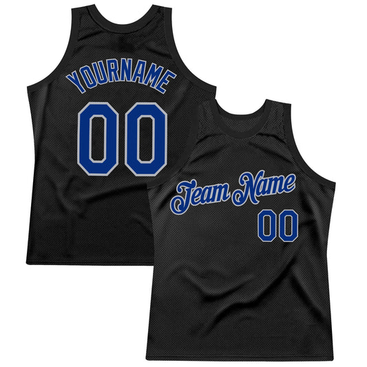 Custom Black Royal-Gray Authentic Throwback Basketball Jersey - Sky-Custom