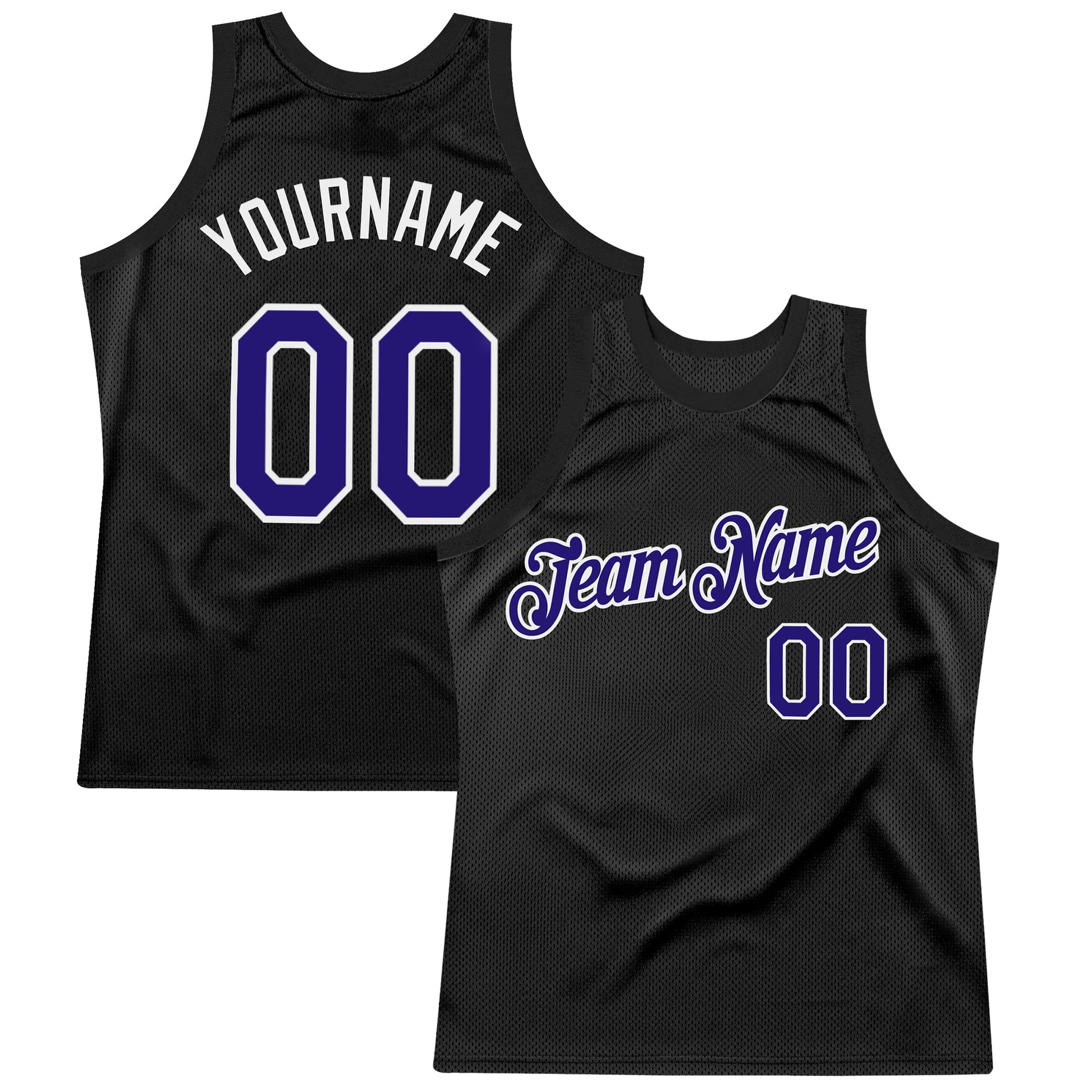 Custom Black Dark Purple-White Authentic Throwback Basketball Jersey - Sky-Custom