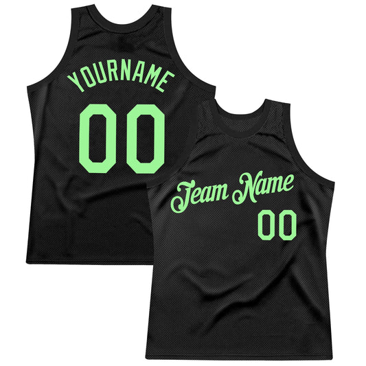Custom Black Pea Green Authentic Throwback Basketball Jersey - Sky-Custom