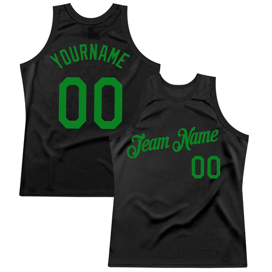 Custom Black Grass Green Authentic Throwback Basketball Jersey - Sky-Custom