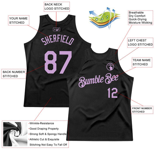 Custom Black Light Purple Authentic Throwback Basketball Jersey - Sky-Custom