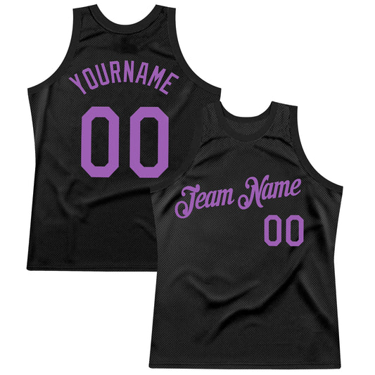 Custom Black Medium Purple Authentic Throwback Basketball Jersey - Sky-Custom