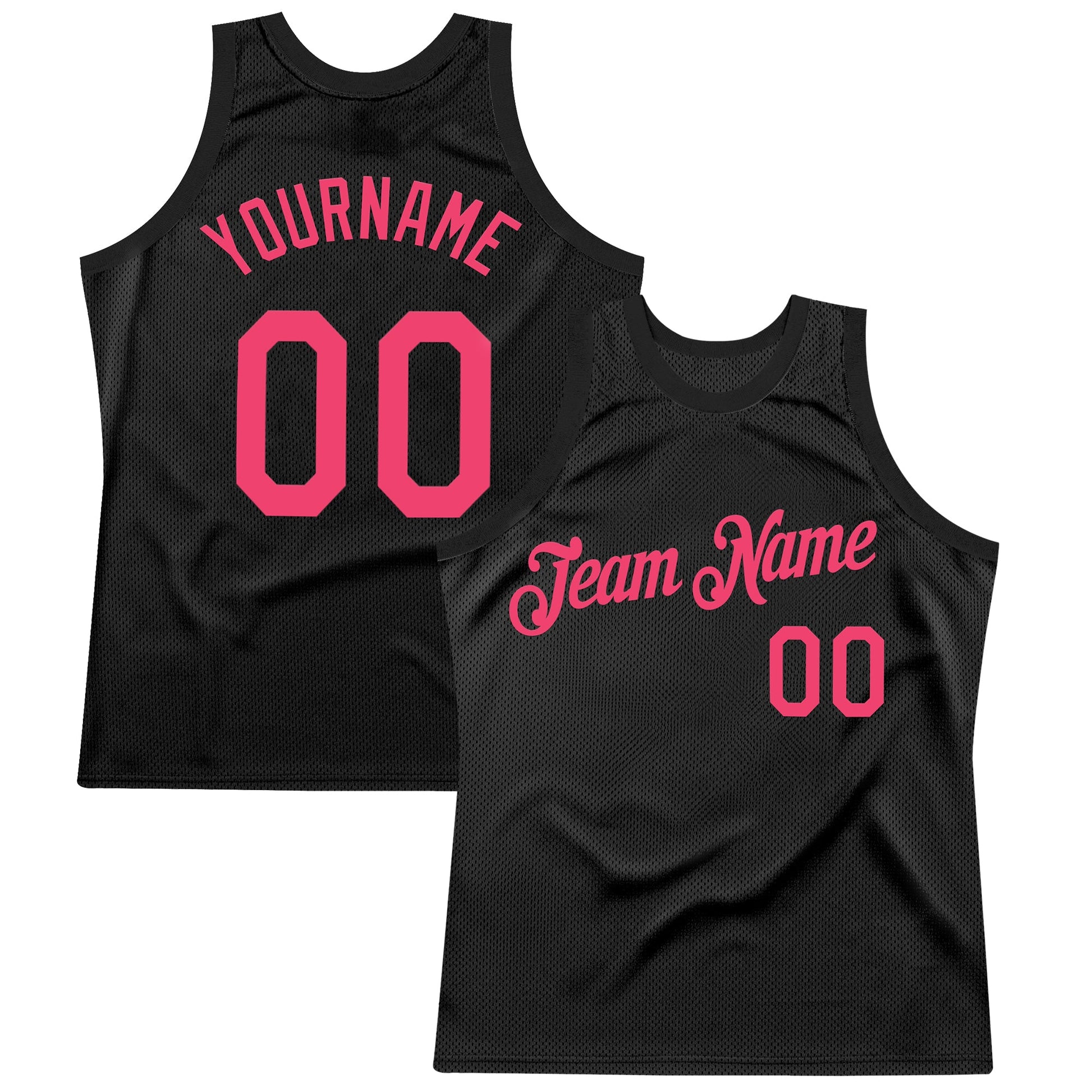 Custom Black Neon Pink Authentic Throwback Basketball Jersey - Sky-Custom