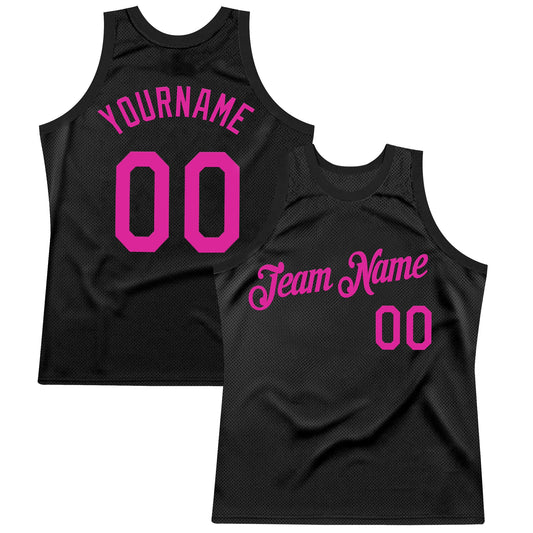 Custom Black Deep Pink Authentic Throwback Basketball Jersey - Sky-Custom