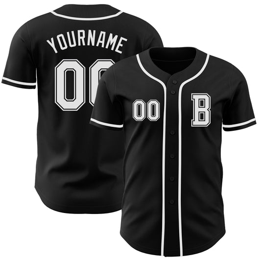 Custom Black White Authentic Baseball Jersey - Sky-Custom