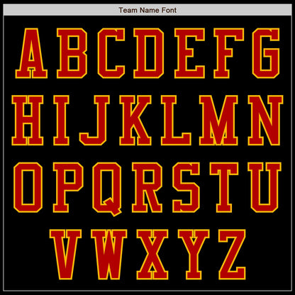 Custom Black Red-Gold Authentic Baseball Jersey - Sky-Custom