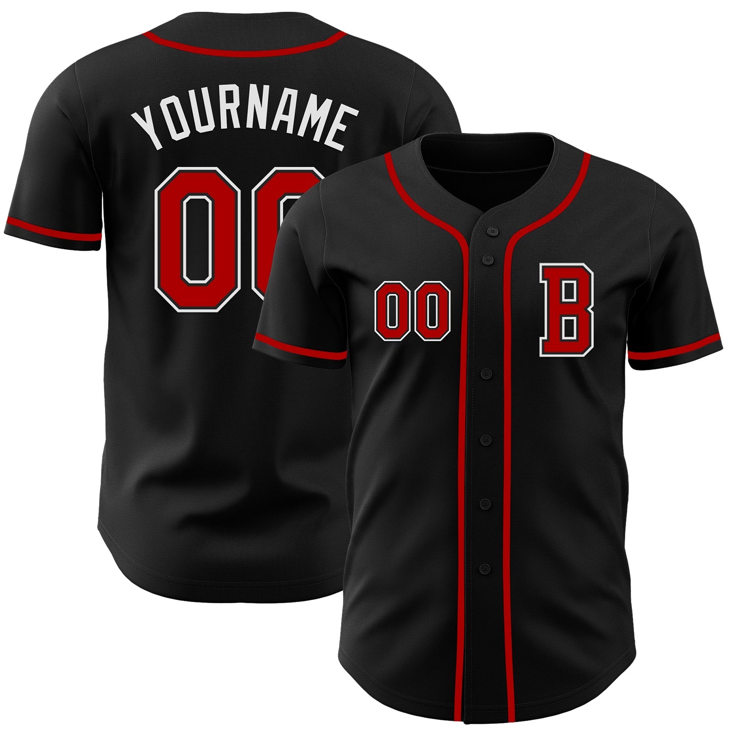 Custom Black Red-White Authentic Baseball Jersey - Sky-Custom