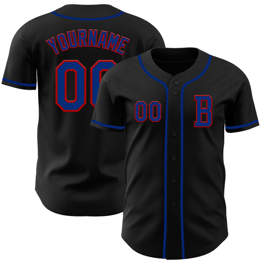 Custom Black Royal-Red Authentic Baseball Jersey - Sky-Custom