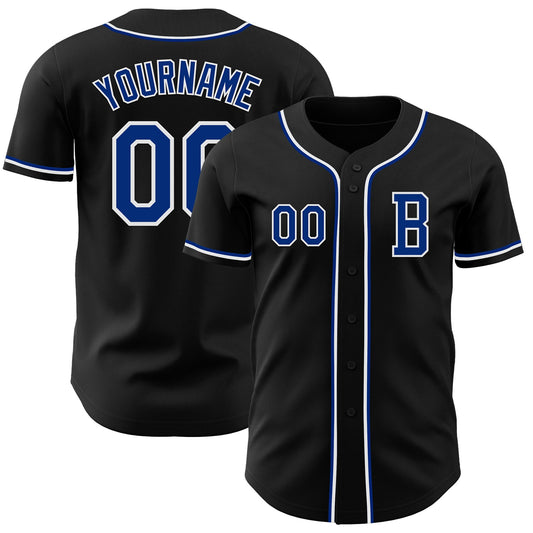 Custom Black Royal-White Authentic Baseball Jersey - Sky-Custom