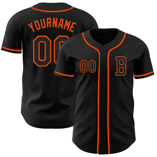 Custom Black Orange Authentic Baseball Jersey - Sky-Custom