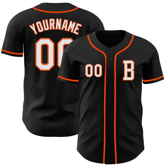 Custom Black White-Orange Authentic Baseball Jersey - Sky-Custom