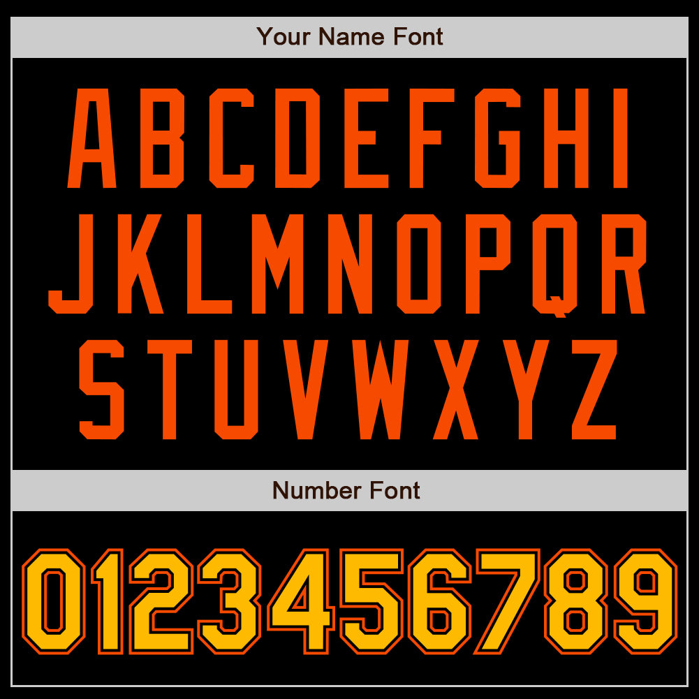 Custom Black Gold-Orange Authentic Baseball Jersey - Sky-Custom
