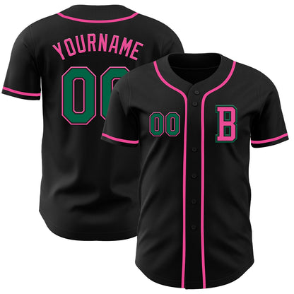 Custom Black Kelly Green-Pink Authentic Baseball Jersey - Sky-Custom