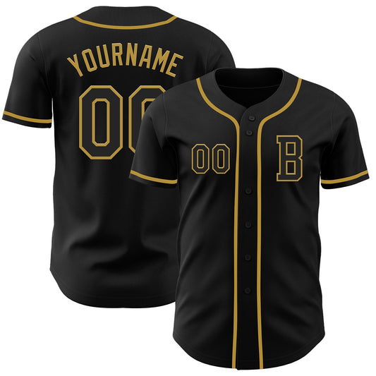 Custom Black Old Gold Authentic Baseball Jersey - Sky-Custom