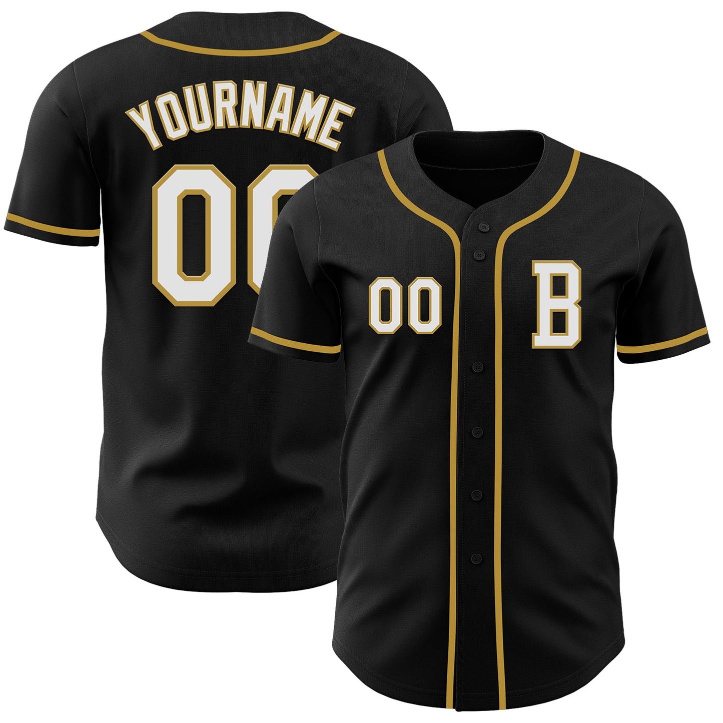 Custom Black White-Old Gold Authentic Baseball Jersey - Sky-Custom