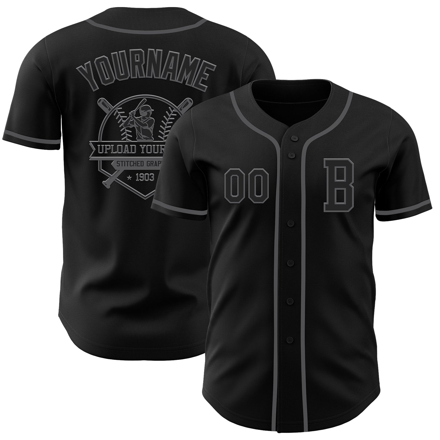 Custom Black Steel Gray Authentic Baseball Jersey - Sky-Custom