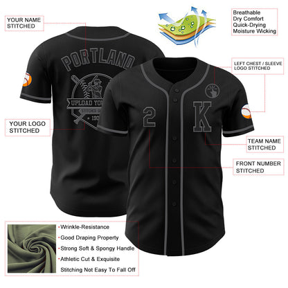 Custom Black Steel Gray Authentic Baseball Jersey - Sky-Custom