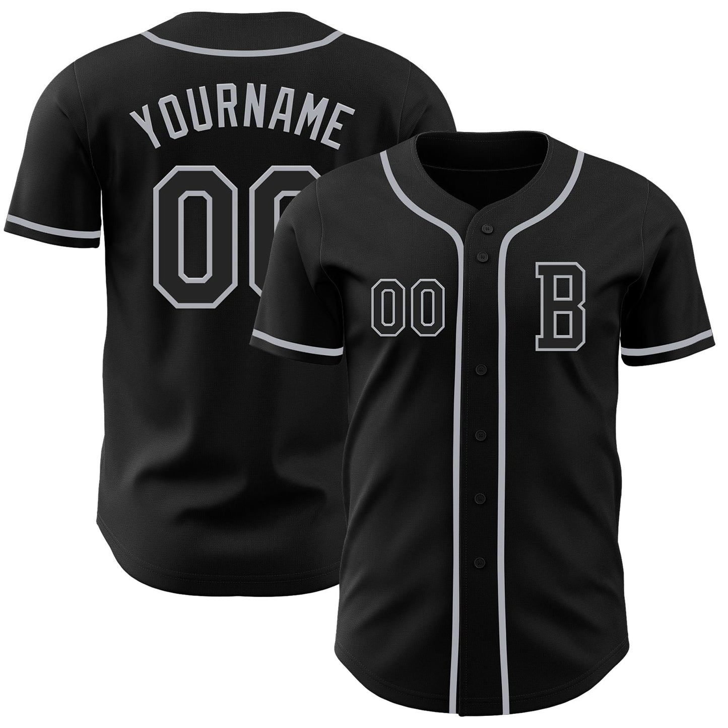 Custom Black Gray Authentic Baseball Jersey - Sky-Custom