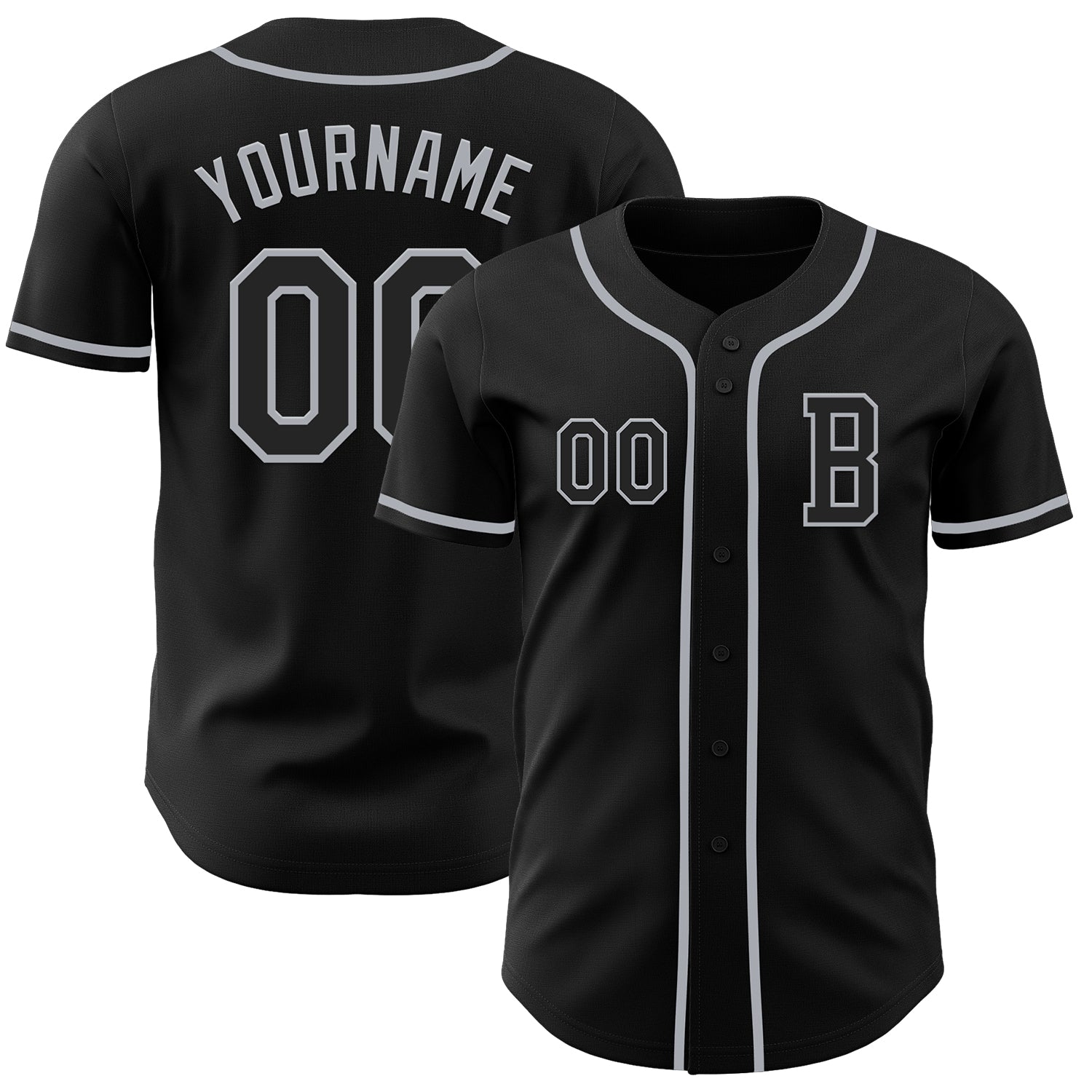 Custom Black Gray Authentic Baseball Jersey - Sky-Custom
