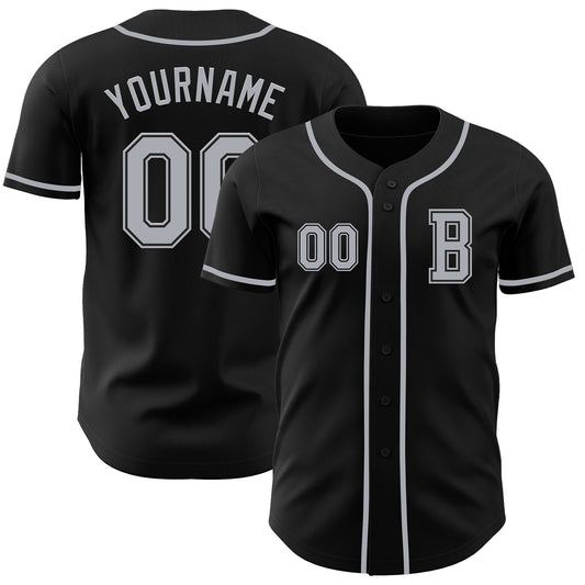 Custom Black Gray Authentic Baseball Jersey - Sky-Custom