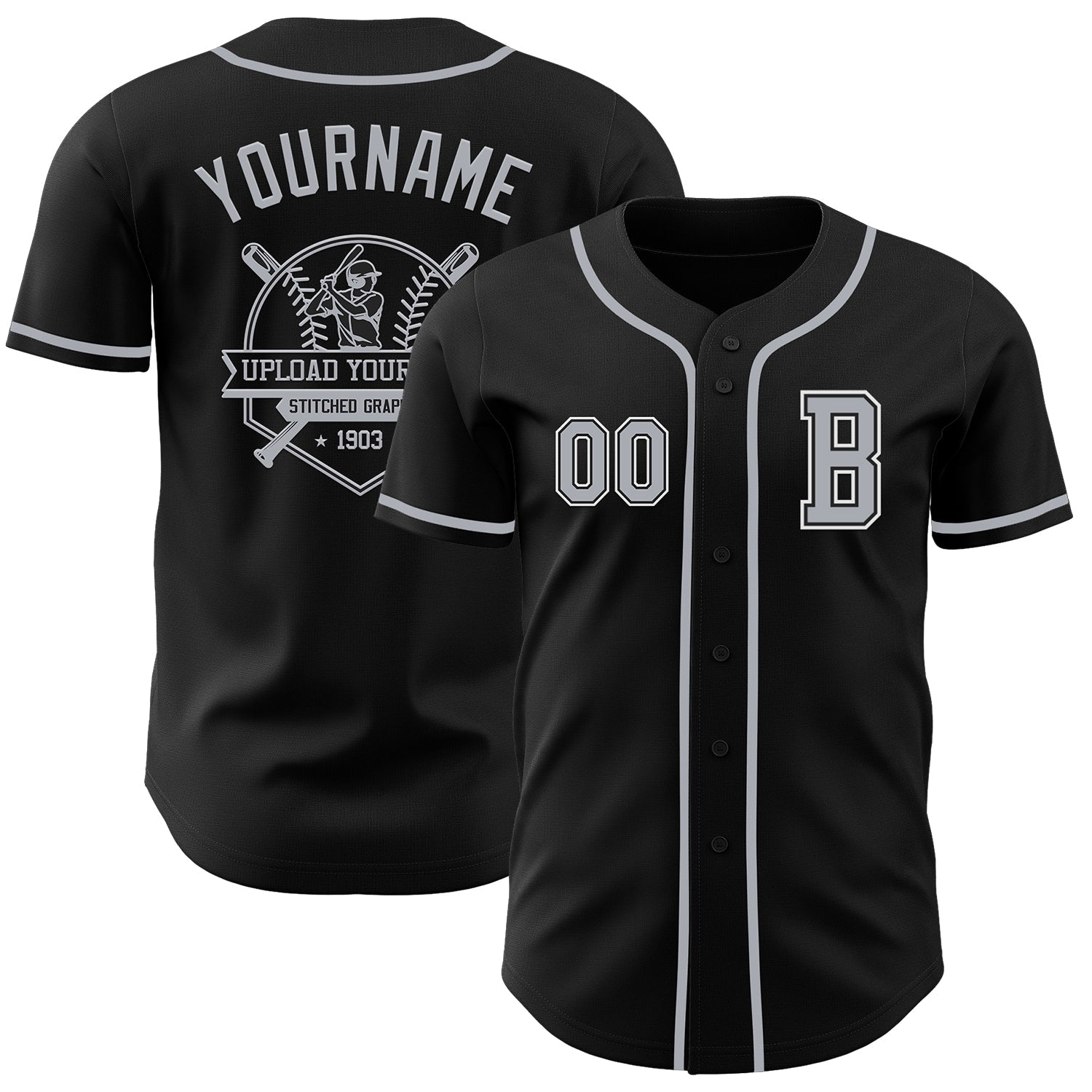 Custom Black Gray-White Authentic Baseball Jersey - Sky-Custom