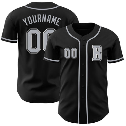 Custom Black Gray-White Authentic Baseball Jersey - Sky-Custom
