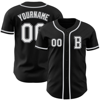 Custom Black White-Gray Authentic Baseball Jersey - Sky-Custom