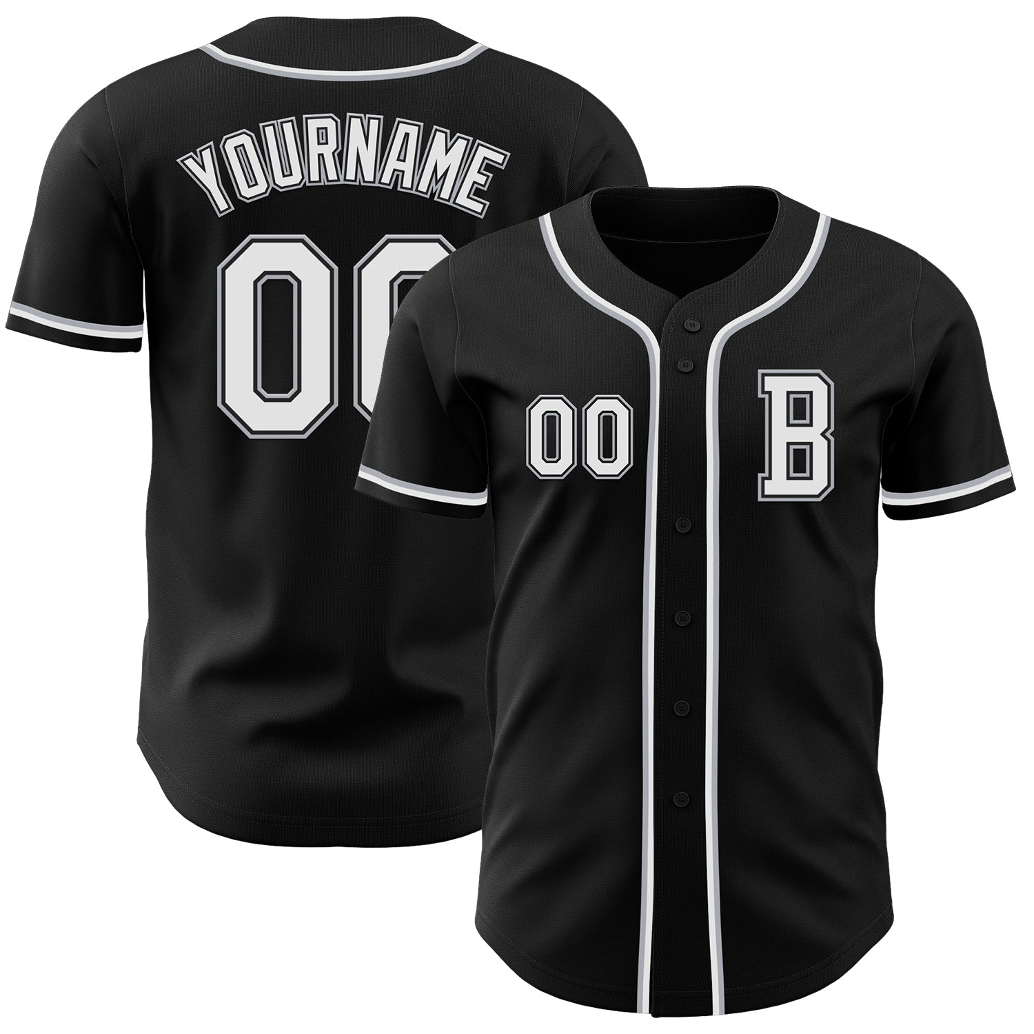 Custom Black White-Gray Authentic Baseball Jersey - Sky-Custom