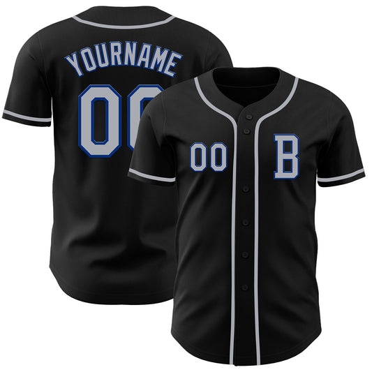 Custom Black Gray-Royal Authentic Baseball Jersey - Sky-Custom