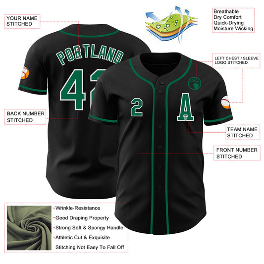 Custom Black Kelly Green-White Authentic Baseball Jersey - Sky-Custom