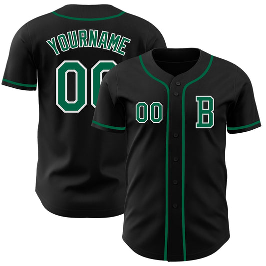 Custom Black Kelly Green-White Authentic Baseball Jersey - Sky-Custom