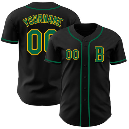 Custom Black Kelly Green-Gold Authentic Baseball Jersey - Sky-Custom