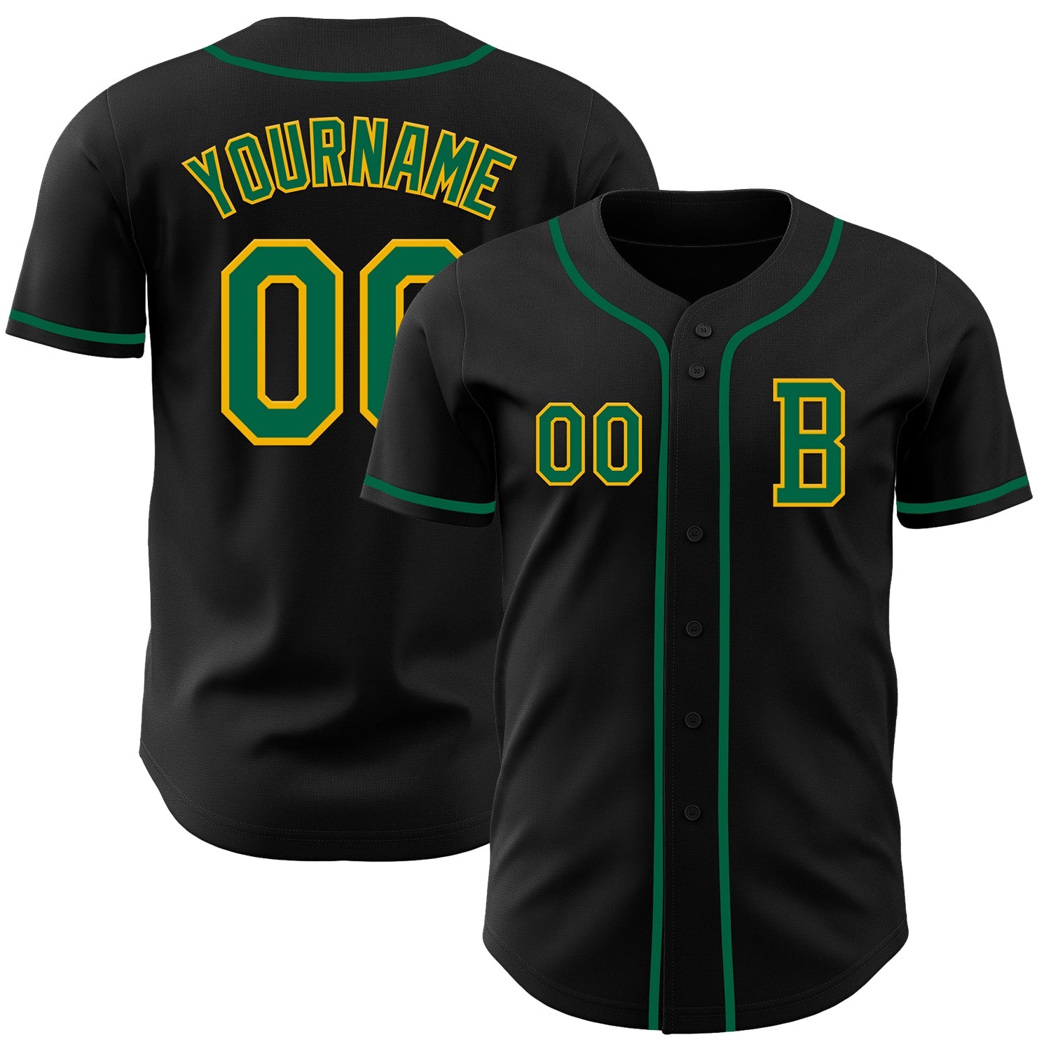 Custom Black Kelly Green-Gold Authentic Baseball Jersey - Sky-Custom