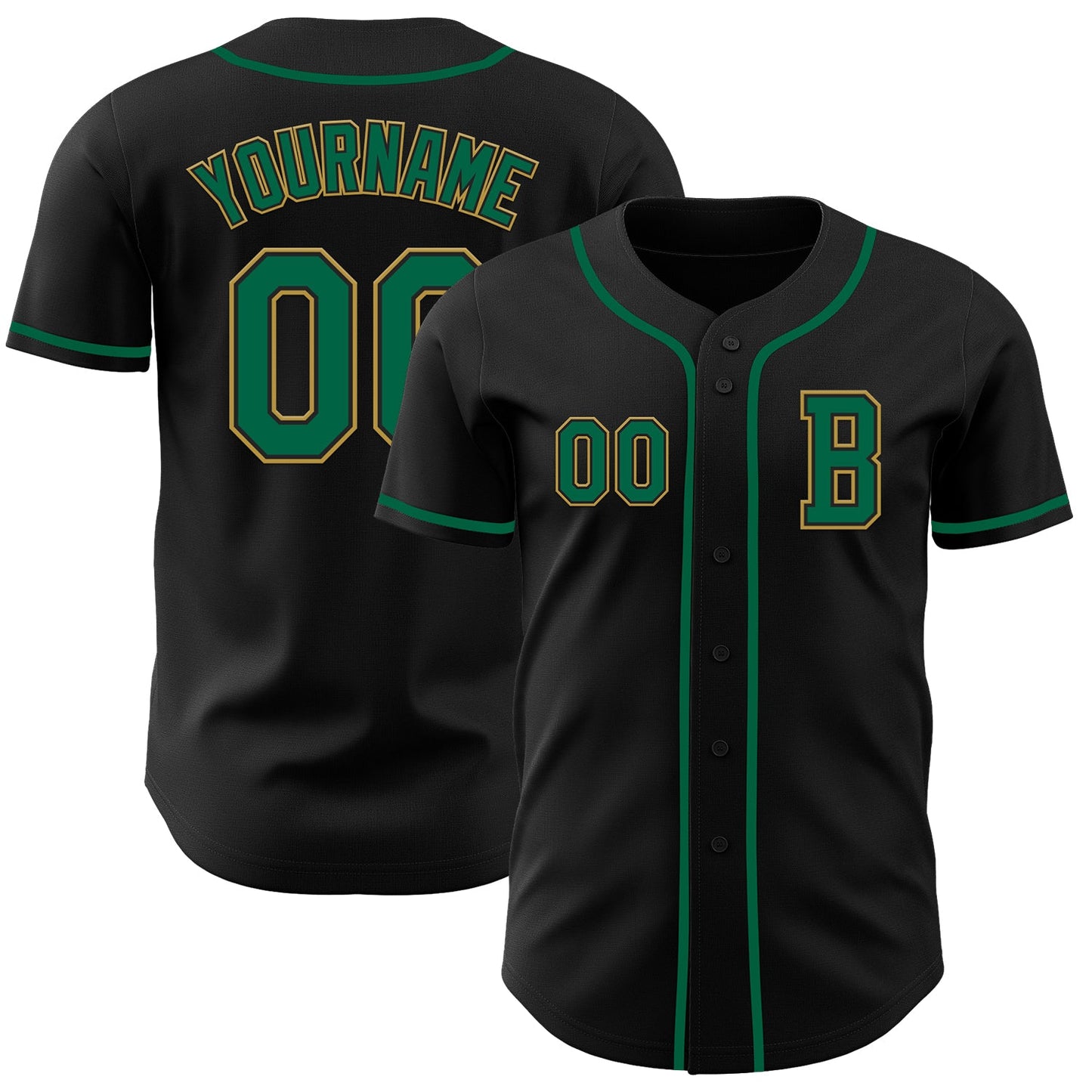 Custom Black Kelly Green-Old Gold Authentic Baseball Jersey - Sky-Custom