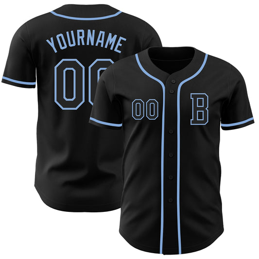 Custom Black Light Blue Authentic Baseball Jersey - Sky-Custom