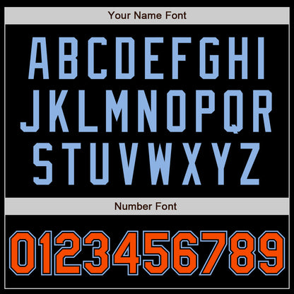Custom Black Orange-Light Blue Authentic Baseball Jersey - Sky-Custom