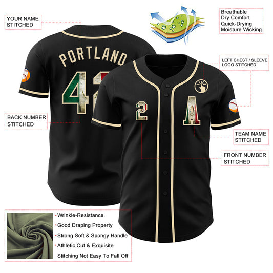 Custom Black Vintage Mexican Flag-Cream Authentic Baseball Jersey - Sky-Custom