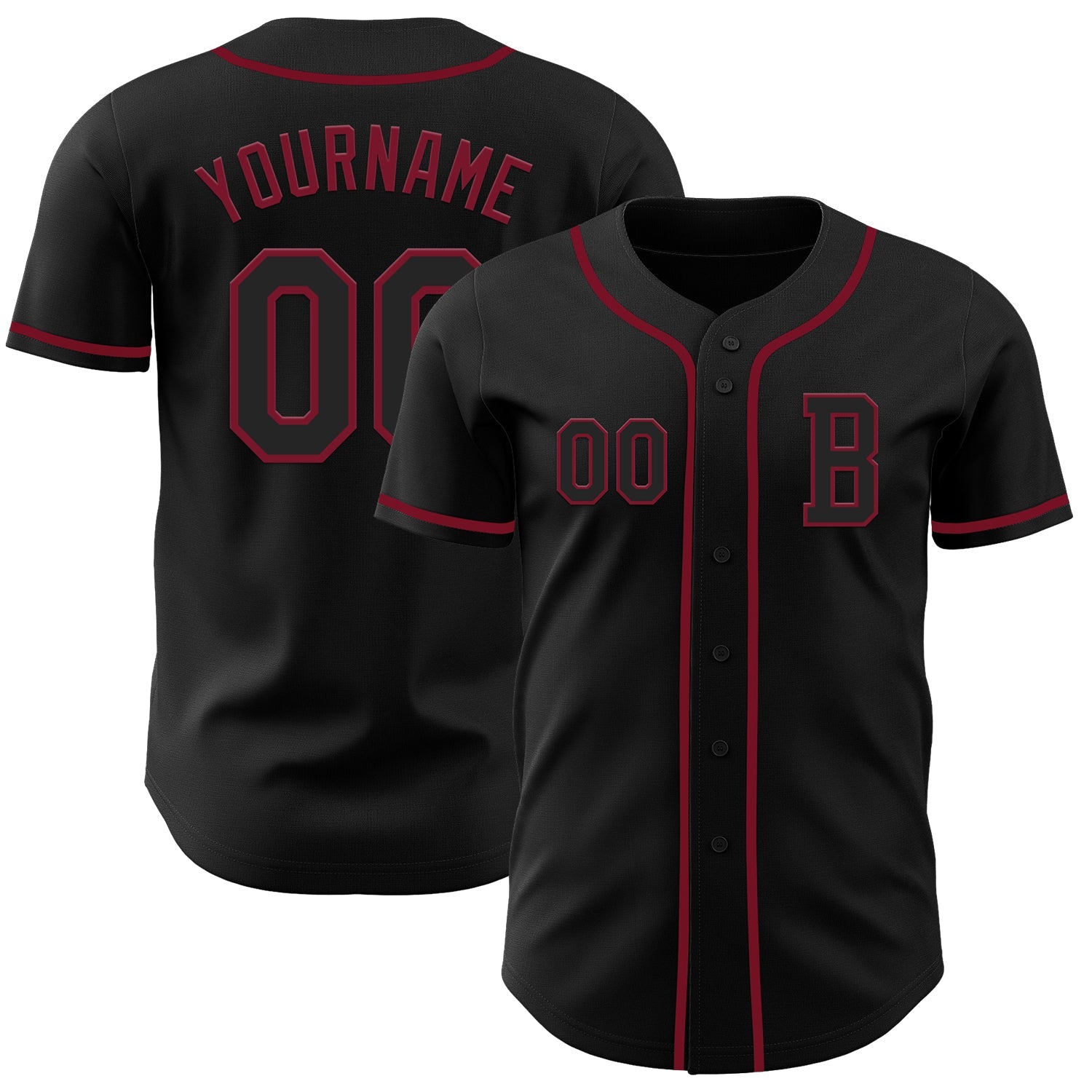 Custom Black Crimson Authentic Baseball Jersey - Sky-Custom