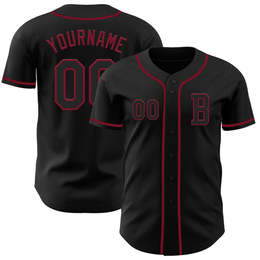 Custom Black Crimson Authentic Baseball Jersey - Sky-Custom