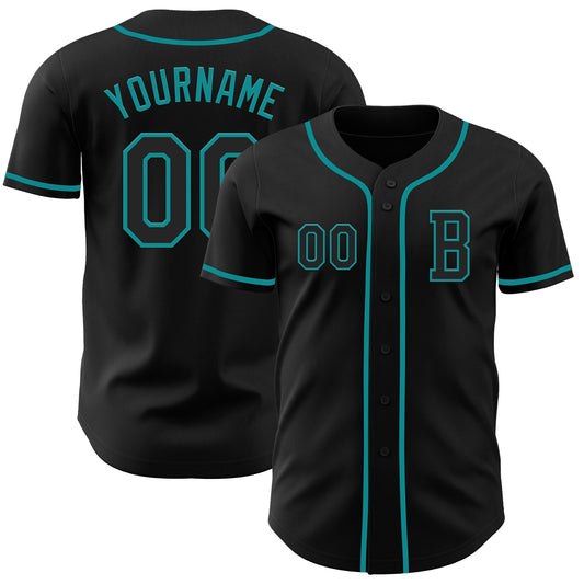 Custom Black Teal Authentic Baseball Jersey - Sky-Custom