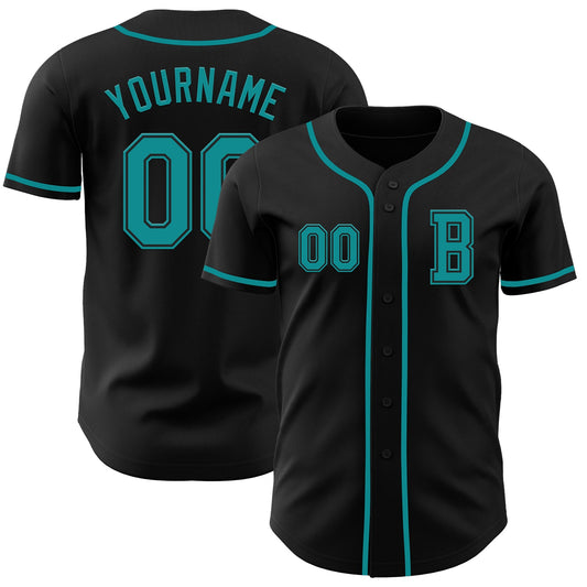 Custom Black Teal Authentic Baseball Jersey - Sky-Custom
