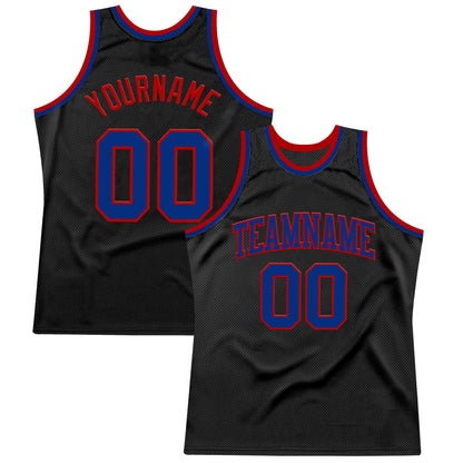 Custom Black Royal-Red Authentic Throwback Basketball Jersey - Sky-Custom