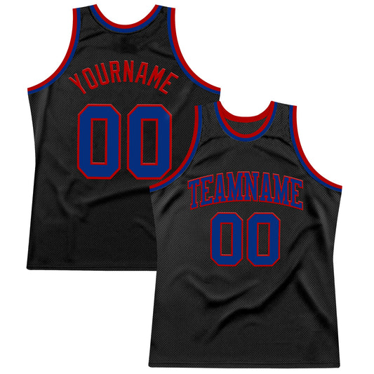 Custom Black Royal-Red Authentic Throwback Basketball Jersey - Sky-Custom