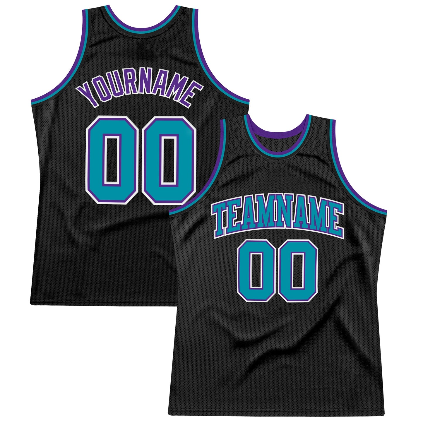 Custom Black Teal Purple-White Authentic Throwback Basketball Jersey - Sky-Custom