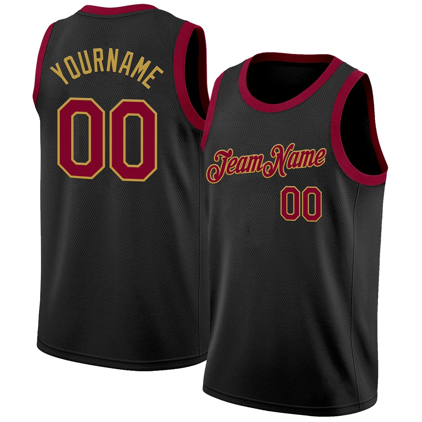 Custom Black Maroon-Old Gold Authentic Basketball Jersey - Sky-Custom