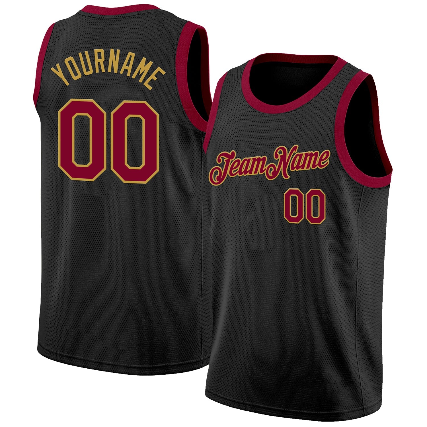 Custom Black Maroon-Old Gold Authentic Basketball Jersey - Sky-Custom