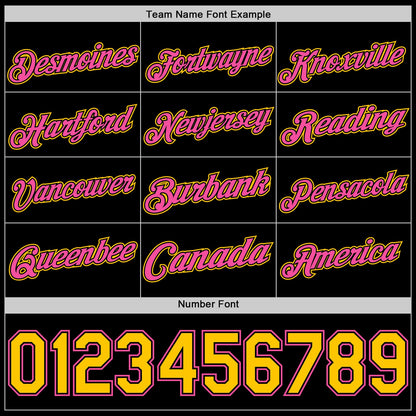 Custom Black Yellow-Pink Authentic Basketball Jersey - Sky-Custom