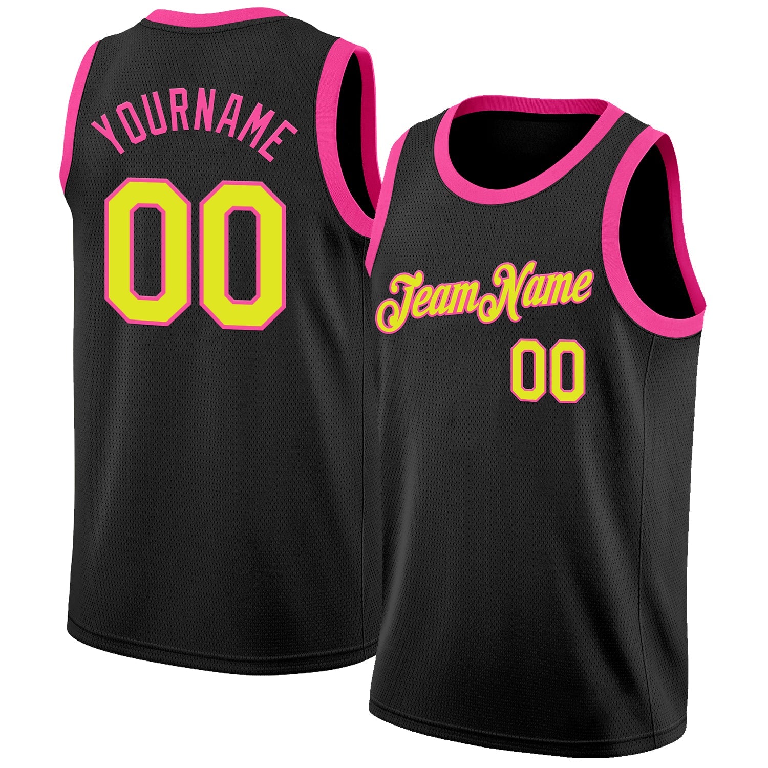 Custom Black Neon Yellow-Pink Authentic Basketball Jersey - Sky-Custom