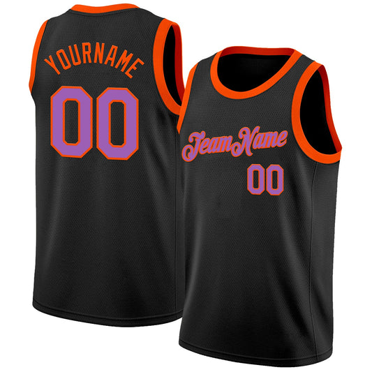 Custom Black Medium Purple-Orange Authentic Basketball Jersey - Sky-Custom